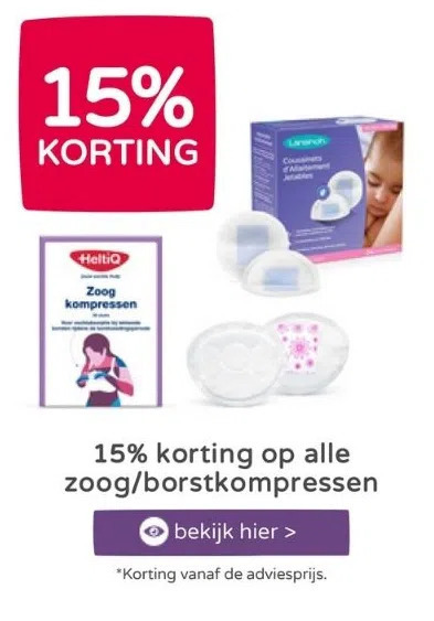 Prenatal 15% korting op alle zoog/borstkompressen aanbieding