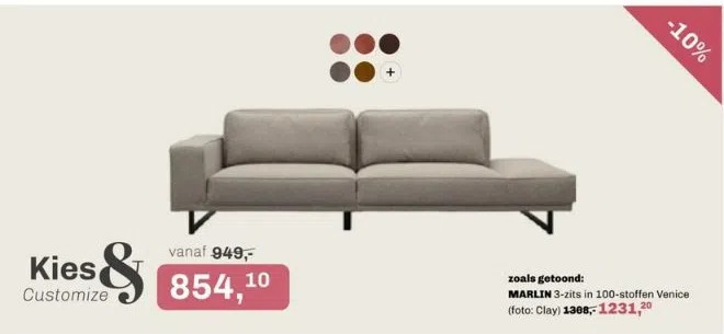 Trendhopper Marlin 3-zits in 100-stoffen venice aanbieding