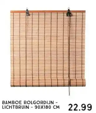 Xenos Bamboe rolgordijn - lichtbruin - 90x180 cm aanbieding