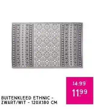 Xenos Buitenkleed ethnic - zwart/wit - 120x180 cm aanbieding