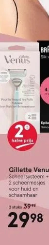 Etos Gillette venus scheersysteem + 2 scheermesjes voor huid en schaamhaar aanbieding
