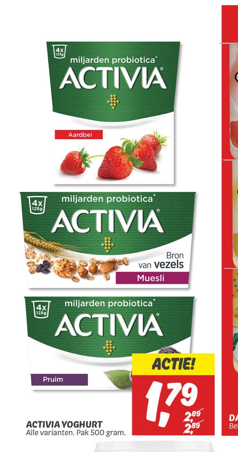 Dekamarkt ACTIVIA YOGHURT Alle varianten. Pak 500 gram. aanbieding