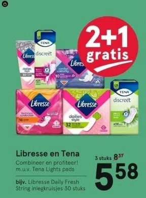 Etos Libresse en tena combineer en profiteer! m.u.v. tena lights pads aanbieding