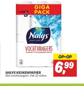 Dekamarkt NALYS KEUKENPAPIER Met vochtvangers. Pak 12 rollen. aanbieding