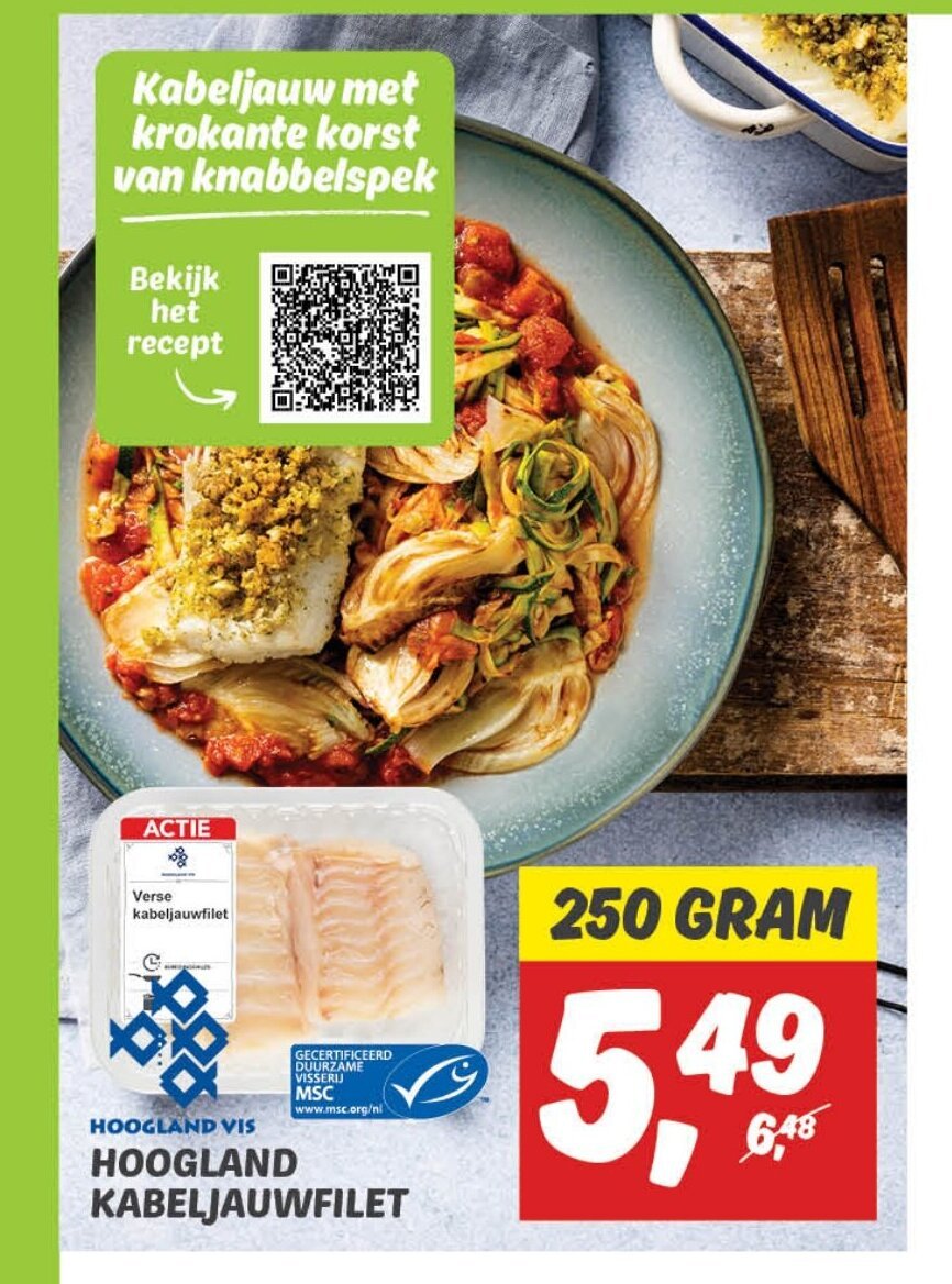 Dekamarkt HOOGLAND KABELJAUWFILET 250 gram aanbieding