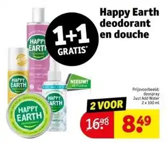 Kruidvat Happy earth deodorant en douche aanbieding