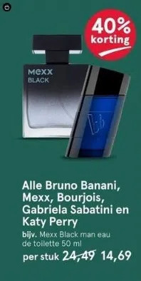 Etos Alle bruno banani, mexx, bourjois, gabriela sabatini en katy perry aanbieding