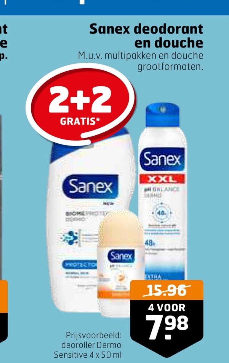 Trekpleister Sanex deodorant en douche aanbieding