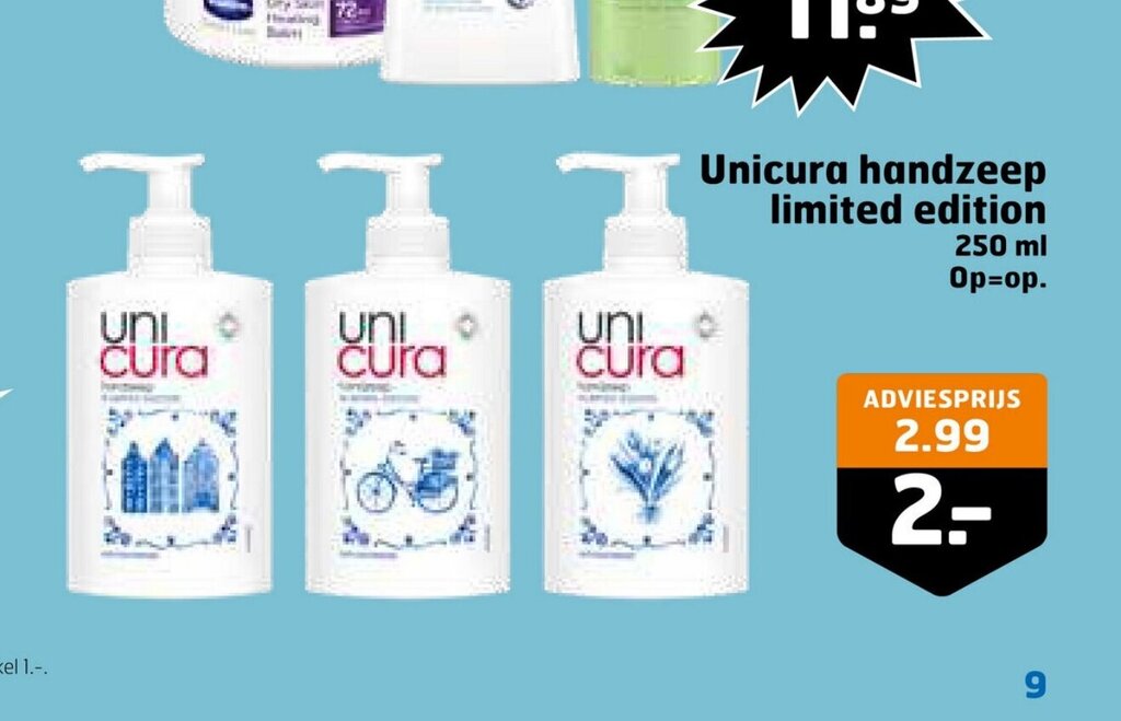 Trekpleister Unicura handzeep limited edition 250 ml aanbieding