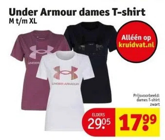 Kruidvat Under armour dames t-shirt m t/m xl aanbieding