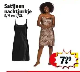 Kruidvat Satijnen nachtjurkje s/m en l/xl aanbieding