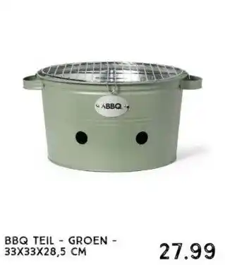 Xenos Bbq teil - groen - 33x33x28,5 cm aanbieding