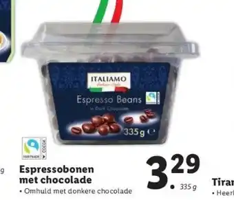 Lidl Espressobonen met chocolade aanbieding