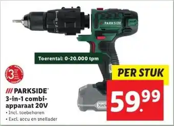 Lidl Iii parkside 3-in-1 combiapparaat 20v aanbieding