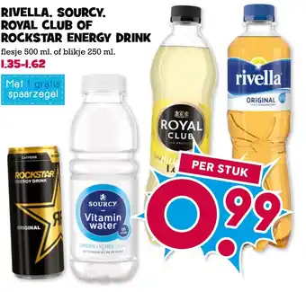 Boon`s Markt Rivella, sourcy. royal club of rockstar energy drink aanbieding