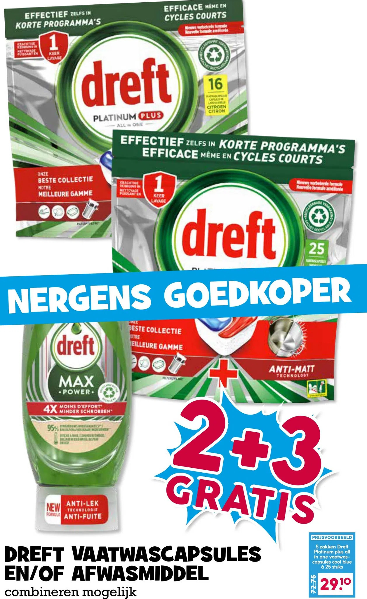 Boon`s Markt Dreft vaatwascapsules en/of afwasmiddel aanbieding