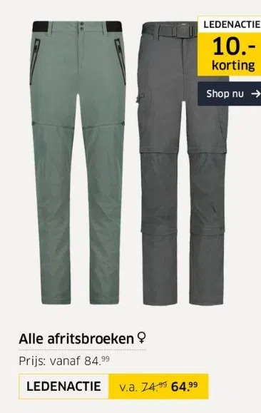 ANWB Alle afritsbroeken aanbieding