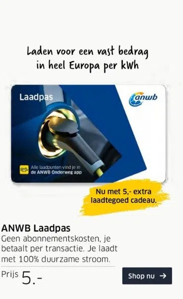 ANWB Anwb laadpas aanbieding