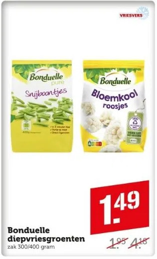 Coop Bonduelle diepvriesgroenten aanbieding