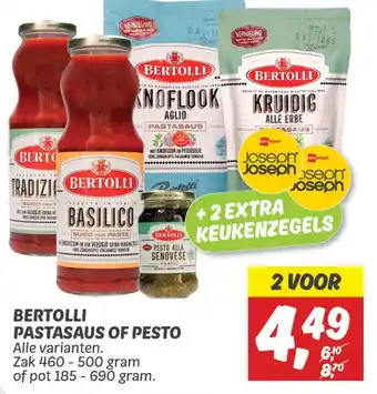 Dekamarkt Bertolli pastasaus of pesto aanbieding