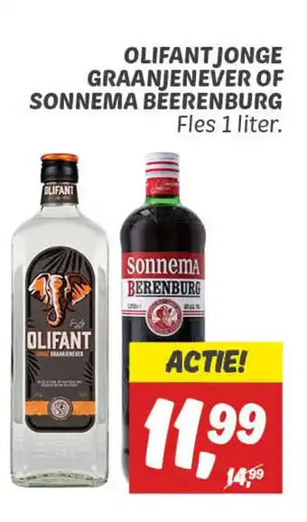 Dekamarkt Olifant jonge graanjenever of sonnema beerenburg aanbieding