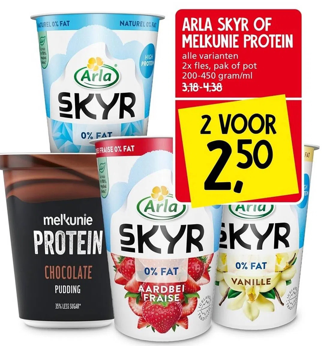 Jan Linders Arla skyr of melkunie protein aanbieding