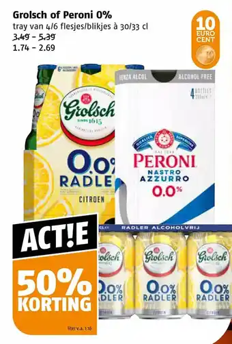 Poiesz Grolsch of peroni 0% aanbieding