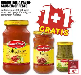 MCD Supermarkt Grand'italia pasta saus en/of pesto aanbieding