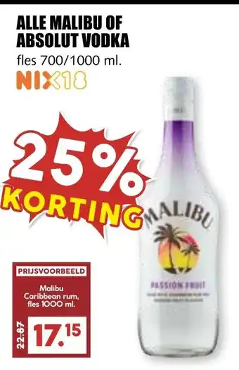 MCD Supermarkt Alle malibu of absolut vodka aanbieding