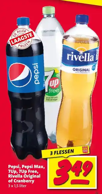 Nettorama Pepsi, pepsi max, 7up, 7up free, rivella original of cranberry aanbieding