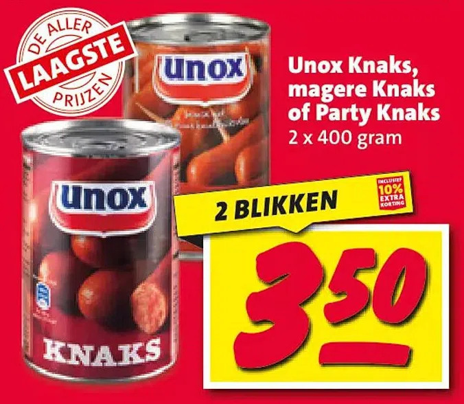 Nettorama Unox knaks, magere knaks of party knaks aanbieding