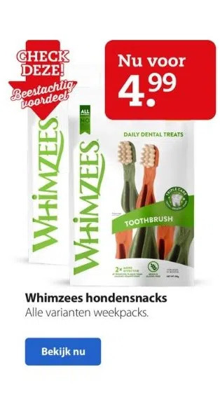 Boerenbond Whimzees hondensnacks aanbieding