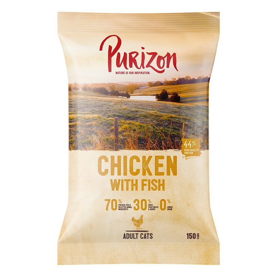 Zooplus 150g adult kip & vis purizon graanvrij kattenvoer droog aanbieding