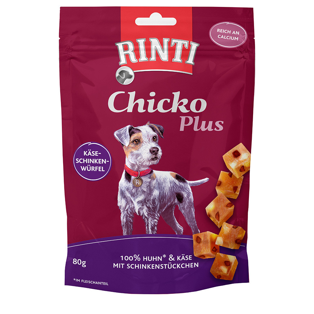 Zooplus 12x80g rinti chicko plus kaas & ham blokjes hond aanbieding