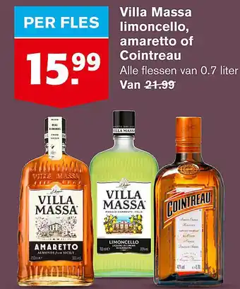 Hoogvliet Villa Massa limoncello, amaretto of Cointreau 0,7 liter aanbieding