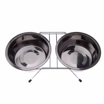 Zooplus - 2 x 1,65 l, ø 21 cm - dubbel rvs voerbak met standaard aanbieding