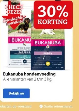 Pets Place Eukanuba hondenvoeding aanbieding