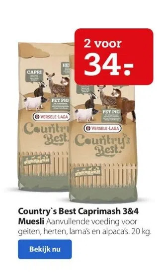Pets Place Country's best caprimash 3&4 muesli aanbieding