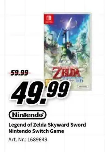 MediaMarkt Nintendo legen of zelda skyward sword nintendo switch game aanbieding