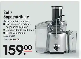 Sligro Solis sapcentrifuge aanbieding