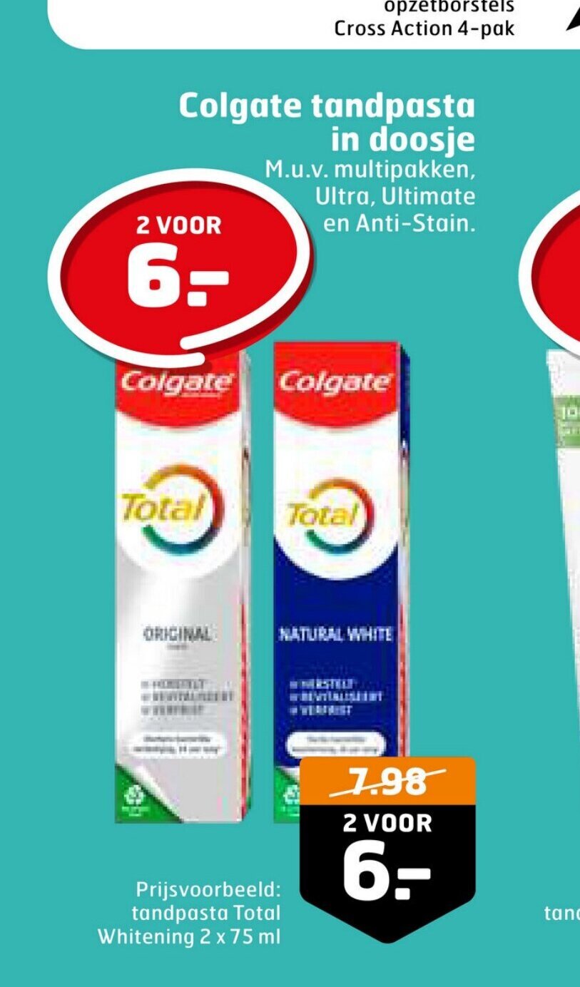 Trekpleister Colgate tandpasta in doosje aanbieding