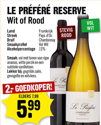 Dirck 3 LE PRÉFÉRÉ RESERVE aanbieding