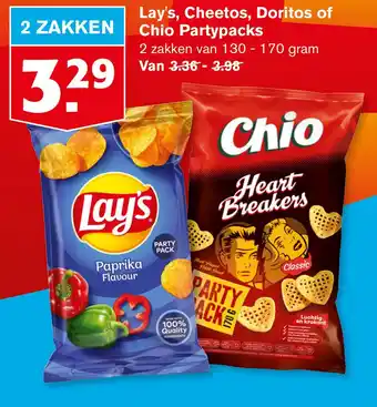 Hoogvliet Lay's, Cheetos, Doritos of Chio Partypacks aanbieding