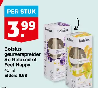 Hoogvliet Bolsius geurverspreider So Relaxed of Feel Happy aanbieding