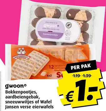 Boni Bokkenpootjes, aardbeiengebak, sneeuwwitjes of Wafel aanbieding