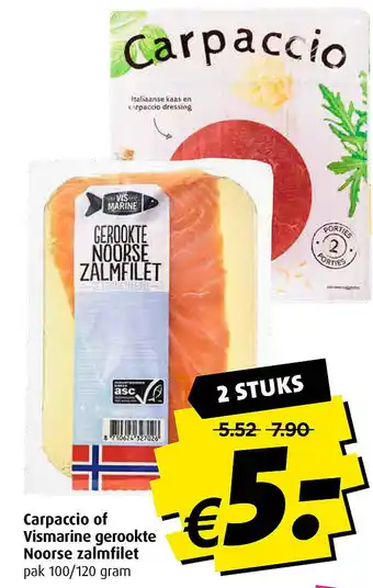 Boni Carpaccio of Vismarine gerookte Noorse zalmfilet aanbieding