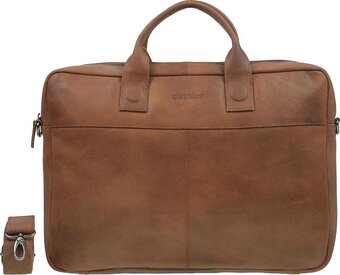 Bol.com Dstrct fletcher street aktetas  - 17 inch laptoptas - cognac aanbieding