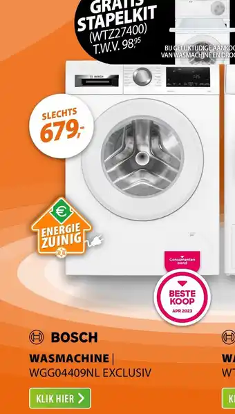 Expert BOSCH WASMACHINE WGG04409NL EXCLUSIV aanbieding