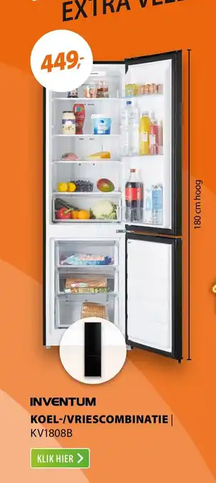Expert INVENTUM KOEL-/VRIESCOMBINATIE KV1808B 180 cm hoog aanbieding