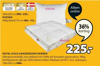 Jysk Royal Gold Ganzendons Dekbed 140x200 Cm 36% Korting aanbieding